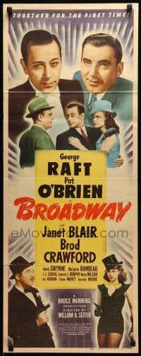 5g563 BROADWAY insert '42 George Raft & Pat O'Brien together for the 1st time w/sexy Janet Blair