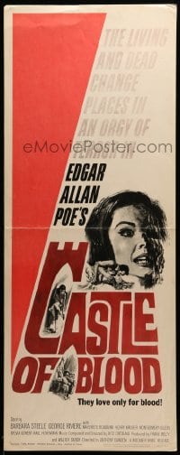 5g578 CASTLE OF BLOOD insert '64 Edgar Allan Poe, the living and dead in an orgy of terror!