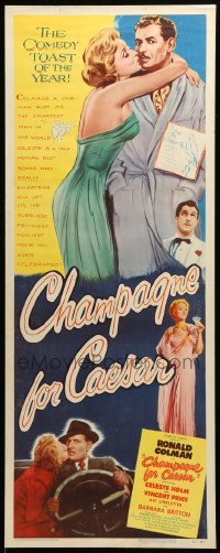 5g581 CHAMPAGNE FOR CAESAR insert '50 great artwork of Ronald Colman, sexy Celeste Holm!