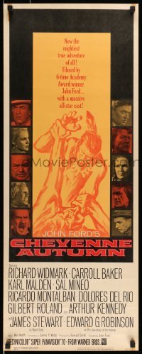 5g583 CHEYENNE AUTUMN insert '64 John Ford directed, Carroll Baker w/ Native Americans, Rehberger!