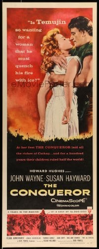 5g595 CONQUEROR insert '56 barbarian John Wayne grabs sexy Susan Hayward!