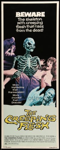 5g601 CREEPING FLESH insert '72 Christopher Lee, Peter Cushing, cool art of skeleton holding girl!