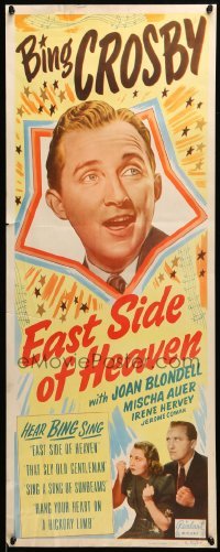 5g617 EAST SIDE OF HEAVEN insert R50 crooner Bing Crosby, sexy Joan Blondell, Baby Sandy!