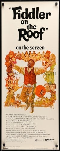 5g635 FIDDLER ON THE ROOF insert '71 cool artwork of Topol & cast by Ted CoConis!