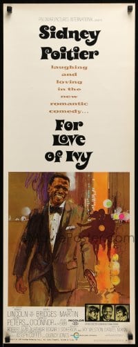 5g641 FOR LOVE OF IVY insert '68 Daniel Mann directed, cool Bob Peak artwork of Sidney Poitier!