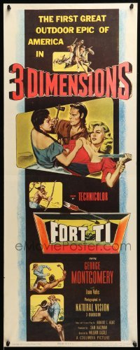 5g645 FORT TI 3D insert '53 Fort Ticonderoga, cool art of George Montgomery fighting!