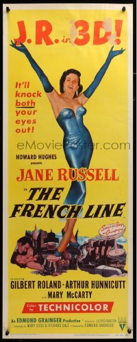 5g650 FRENCH LINE 3D insert '54 Howard Hughes, art of sexy Jane Russell with arms outstretched!