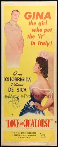 5g651 FRISKY insert '56 Gina Lollobrigida & Vittorio De Sica, Love and Jealousy!