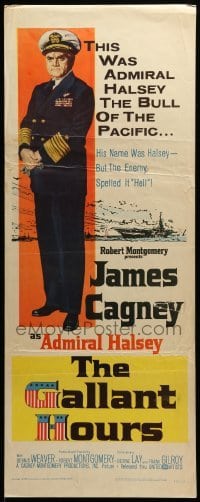 5g655 GALLANT HOURS insert '60 art of James Cagney as Admiral Bull Halsey!
