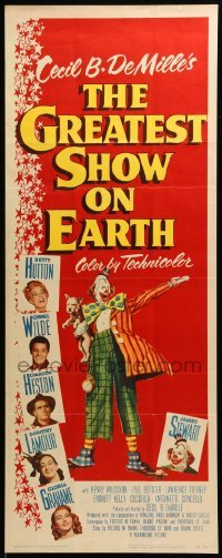 5g676 GREATEST SHOW ON EARTH insert '52 Cecil B. DeMille circus classic, Heston, James Stewart!