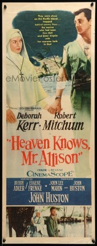 5g691 HEAVEN KNOWS MR. ALLISON insert '57 barechested Robert Mitchum w/rifle & nun Deborah Kerr!