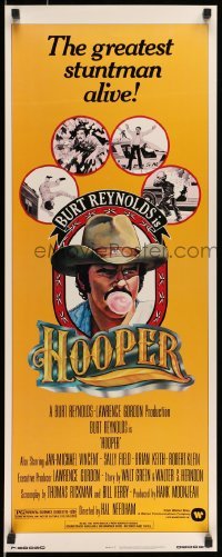 5g704 HOOPER insert '78 great artwork portrait of stuntman Burt Reynolds with bubblegum!
