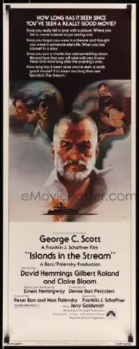 5g718 ISLANDS IN THE STREAM insert '77 Ernest Hemingway, Bob Peak art of George C. Scott & cast!