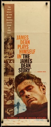 5g722 JAMES DEAN STORY insert '57 cool close up smoking artwork, was he a Rebel or a Giant?