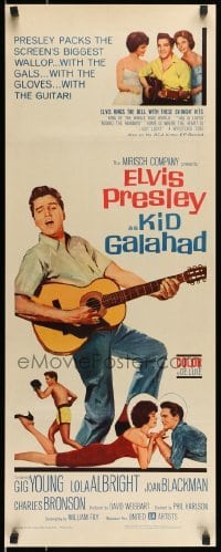 5g729 KID GALAHAD insert '62 art of Elvis Presley singing with guitar, boxing & romancing!