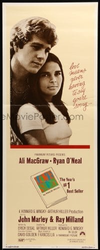 5g754 LOVE STORY insert '70 great romantic close up of Ali MacGraw & Ryan O'Neal!