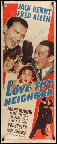 5g755 LOVE THY NEIGHBOR insert '40 Mary Martin between Jack Benny fighting with Fred Allen!