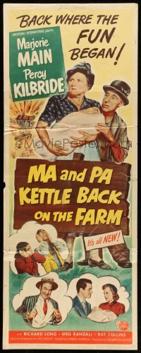 5g760 MA & PA KETTLE BACK ON THE FARM insert '51 Marjorie Main & Percy Kilbride find uranium!