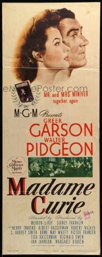 5g761 MADAME CURIE insert '43 historical scientist Greer Garson, Walter Pidgeon