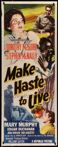 5g767 MAKE HASTE TO LIVE insert '54 gangster Stephen McNally knows Dorothy McGuire's secret!