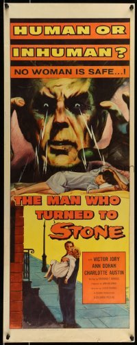 5g774 MAN WHO TURNED TO STONE insert '57 Victor Jory practices unholy medicine, cool horror art!