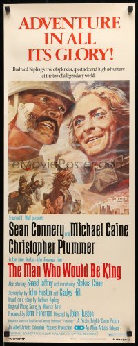 5g775 MAN WHO WOULD BE KING insert '75 art of Sean Connery & Michael Caine by Tom Jung!
