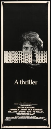 5g779 MARATHON MAN insert '76 cool image of Dustin Hoffman, John Schlesinger classic thriller!