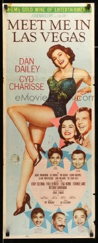 5g786 MEET ME IN LAS VEGAS insert '56 full-length showgirl Cyd Charisse in skimpy outfit!
