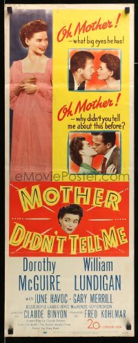 5g797 MOTHER DIDN'T TELL ME insert '50 Dorothy McGuire, William Lundigan, what big eyes he has!
