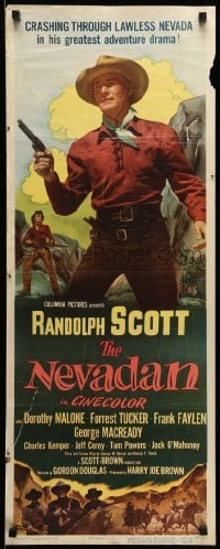 5g808 NEVADAN insert '50 Randolph Scott crashing through lawless Nevada in his greatest adventure!