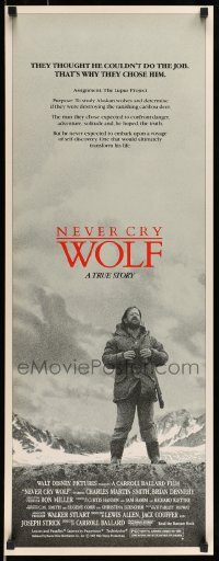 5g809 NEVER CRY WOLF insert '83 Walt Disney, great image of Charles Martin Smith alone in wild!