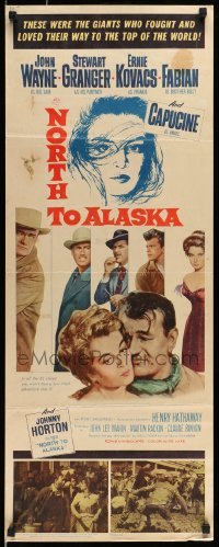 5g814 NORTH TO ALASKA insert '60 John Wayne & sexy Capucine in a fun-filled adventure in the Yukon!