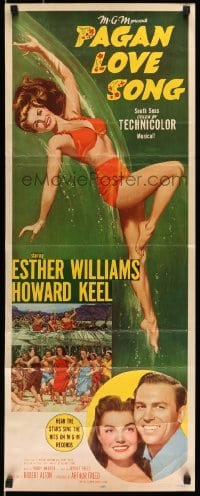 5g825 PAGAN LOVE SONG insert '50 art of sexy Esther Williams in sarong w/ Howard Keel in Tahiti!