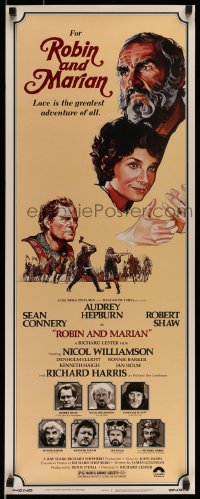 5g848 ROBIN & MARIAN insert '76 art of Sean Connery & Audrey Hepburn by Drew Struzan!