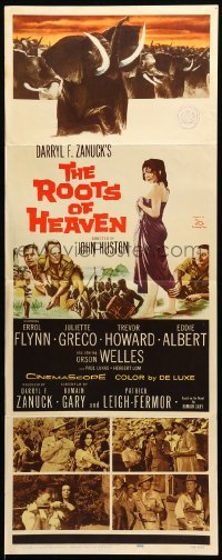 5g851 ROOTS OF HEAVEN insert '58 directed by John Huston, Errol Flynn & sexy Julie Greco in Africa