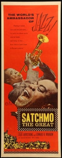 5g862 SATCHMO THE GREAT insert '57 Louis Armstrong playing his trumpet & singing!