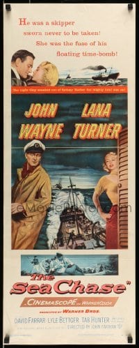 5g865 SEA CHASE insert '55 great seafaring artwork of John Wayne & Lana Turner!