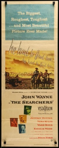 5g866 SEARCHERS insert '56 classic art of John Wayne & Jeff Hunter in Monument Valley, John Ford