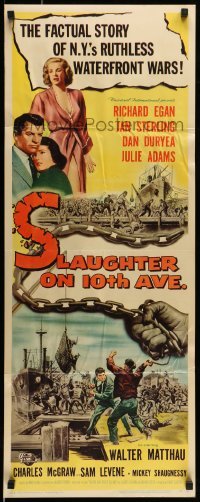 5g883 SLAUGHTER ON 10th AVE insert '57 Richard Egan, Jan Sterling, crime on NYC waterfront!
