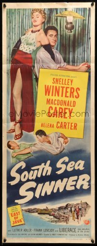 5g894 SOUTH SEA SINNER insert '49 sexy Shelley Winters in skin-tight dress, Macdonald Carey!