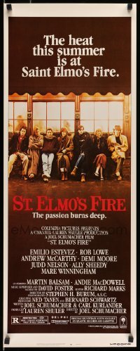 5g899 ST. ELMO'S FIRE insert '85 Rob Lowe, Demi Moore, Emilio Estevez, Ally Sheedy, Judd Nelson