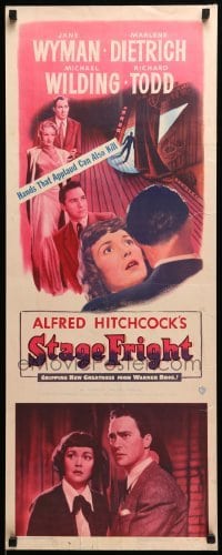 5g900 STAGE FRIGHT insert '50 Marlene Dietrich, Jane Wyman, directed by Alfred Hitchcock!