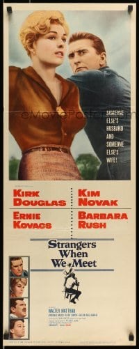 5g908 STRANGERS WHEN WE MEET insert '60 different image of Kirk Douglas & sexy Kim Novak!