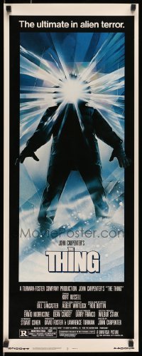 5g933 THING insert '82 John Carpenter, cool Drew Struzan art, the ultimate in alien terror!