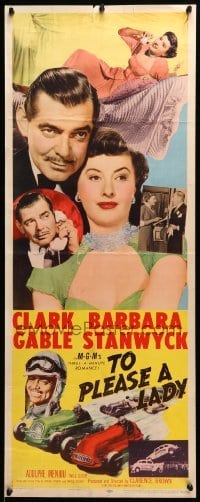 5g941 TO PLEASE A LADY insert '50 race car driver Clark Gable & sexy Barbara Stanwyck!