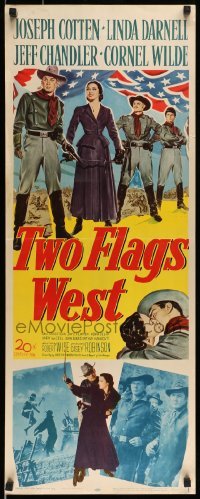 5g948 TWO FLAGS WEST insert '50 Civil War, Joseph Cotten, Linda Darnell & Cornel Wilde!