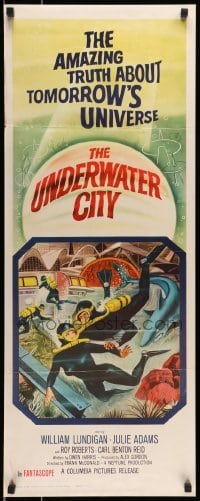 5g950 UNDERWATER CITY insert '62 William Lundigan, the world of inner space, scuba diving sci-fi!