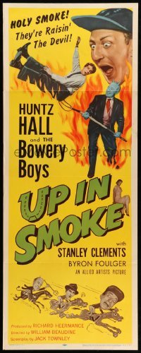 5g954 UP IN SMOKE insert '57 Huntz Hall & the Bowery Boys are raisin' the Devil, who is pictured!