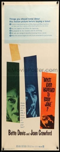 5g970 WHAT EVER HAPPENED TO BABY JANE? insert '62 R. Aldrich, scariest Bette Davis & Joan Crawford!