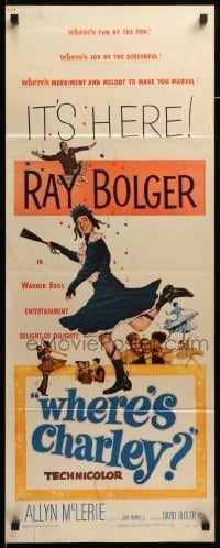 5g973 WHERE'S CHARLEY insert '52 great artwork of wacky cross-dressing Ray Bolger!